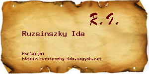 Ruzsinszky Ida névjegykártya